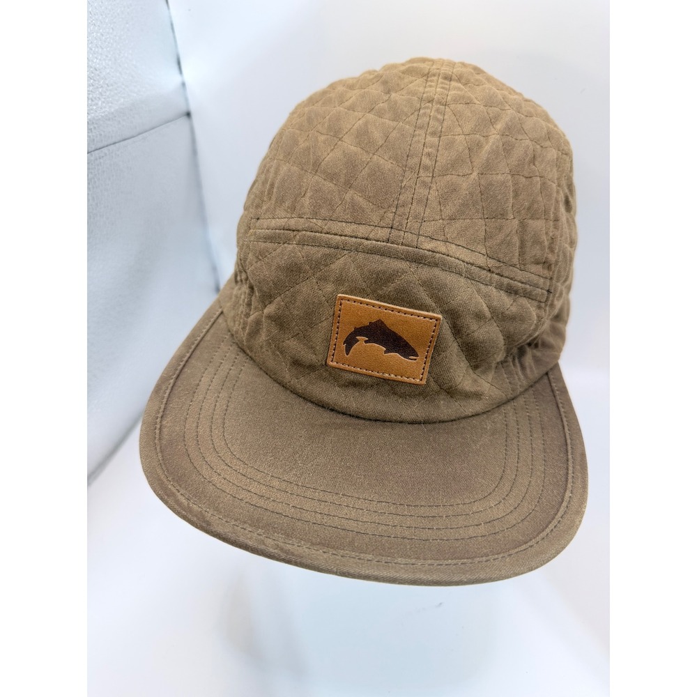 Simms Dockwear Insulated Quilted Fishing Hat Trout Leather Patch Brown OSFA